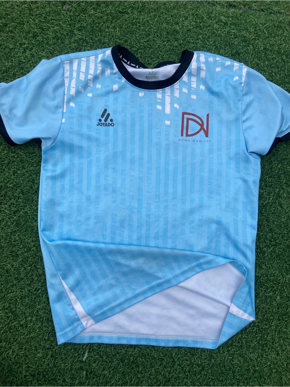 Light Blue Men's Soccer Jersey with Navy Trim